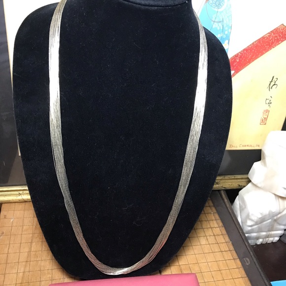 Vintage Sterling Jewelry Jewelry - Gold Over Sterling Silver 29.5”L Necklace Native American Liquid Silver 30Strand